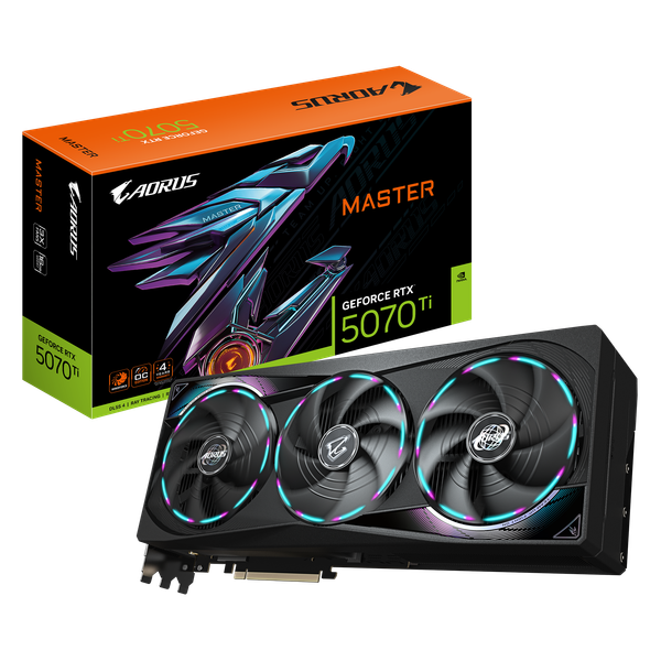 Изображение товара Видеокарта Gigabyte AORUS GeForce RTX 5070 Ti Master 16G GDDR7 (GV-N507TAORUS M-16GD)