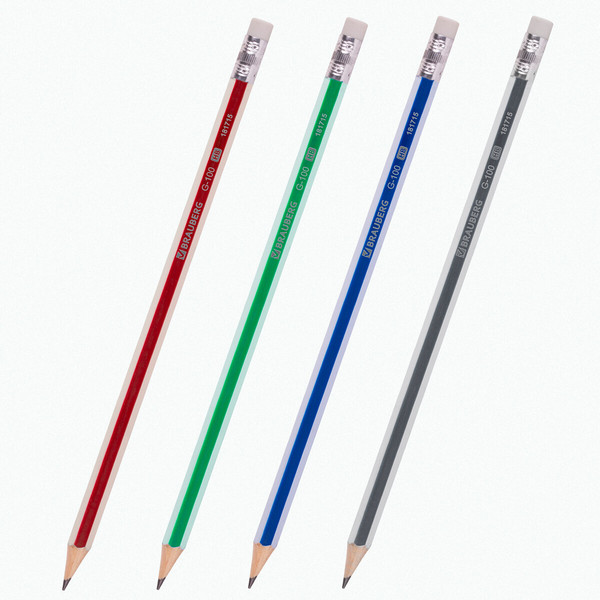 Изображение товара Набор простых карандашей Brauberg G-100 / 181715 (4шт)