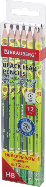 Изображение товара Набор простых карандашей Brauberg Avocado / 182032 (12шт)