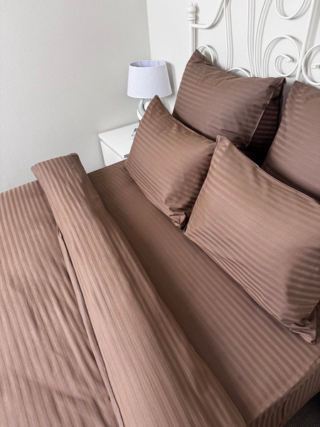 Изображение товара Комплект постельного белья Реноме 2сп Графитовая коллекция горький шоколад Ss-002 (страйп-сатин)