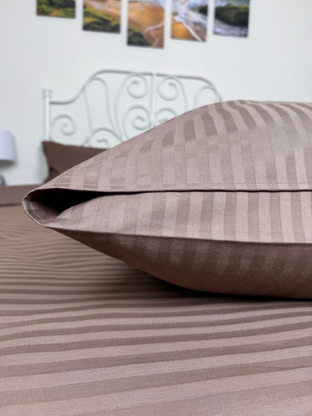 Изображение товара Комплект постельного белья Реноме 2сп Графитовая коллекция горький шоколад Ss-002 (страйп-сатин)