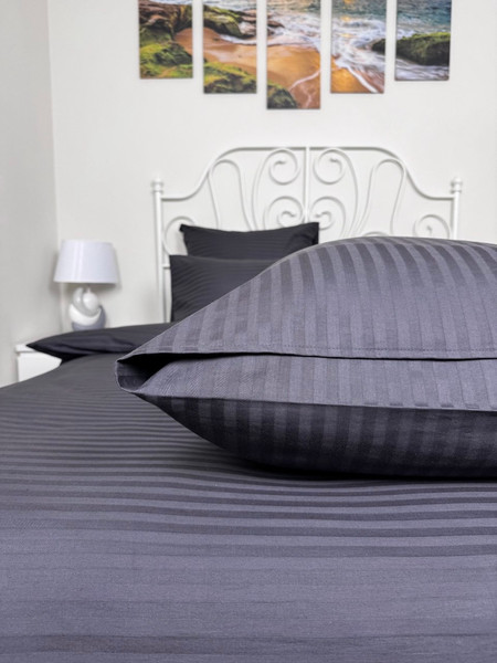 Изображение товара Комплект постельного белья Реноме 1.5сп Графитовая коллекция Графит Ss-003  (страйп-сатин)