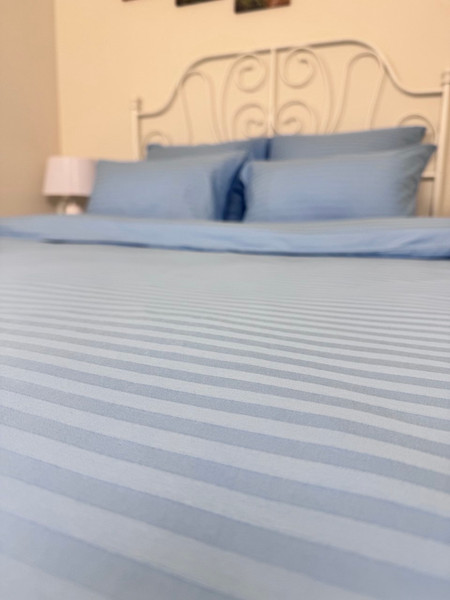 Изображение товара Комплект постельного белья Реноме 1.5сп Графитовая коллекция Небесный Ss-004 (страйп-сатин)