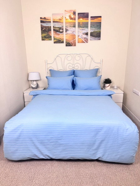 Изображение товара Комплект постельного белья Реноме 1.5сп Графитовая коллекция Небесный Ss-004 (страйп-сатин)