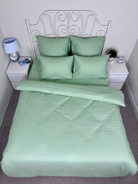 Изображение товара Комплект постельного белья Реноме 2сп Графитовая коллекция Олива Ss-005 (страйп-сатин)