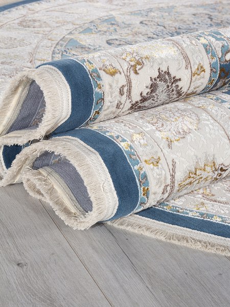 Изображение товара Коврик Arda Zarina A050B-OVAL-D.BLUE-CREAM (0.8x1.5)