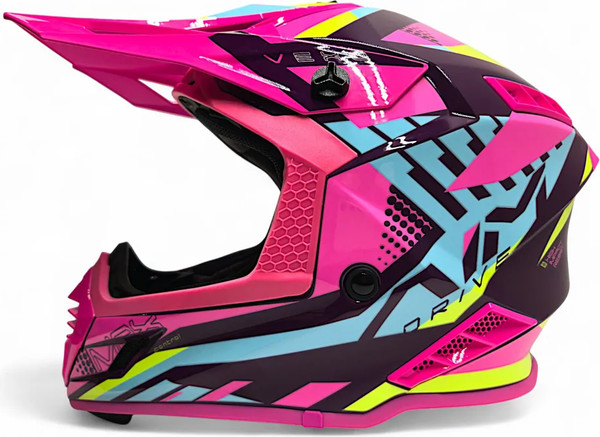 Изображение товара Мотошлем AiM RH855 Fiber Glass Vexo RH855V-BPP-XS (XS, фиолетовый/розовый)