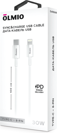 Изображение товара Кабель Olmio USB2.0 Type-C - Lightning / 041666 (1м, белый)