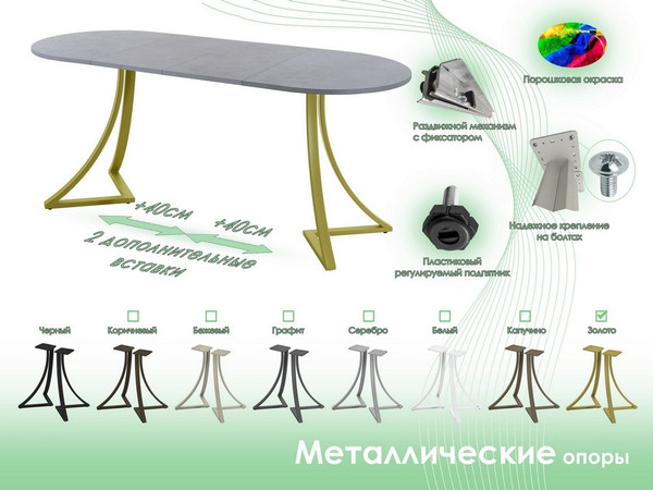 Изображение товара Обеденный стол AMC Elite / Е24(1100) D3 (золото/бетон чикаго светло-серый)
