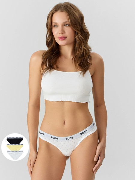 Изображение товара Комплект женских трусов Mark Formelle 412335-3 (р.94, серо-белый горох)