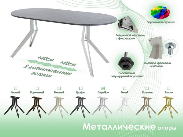 Изображение товара Обеденный стол AMC Elite / Е21(900) D1 (серебро/бетон чикаго светло-серый)
