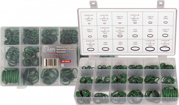 Изображение товара Набор уплотнительных колец LION LNP-13805G (270шт, зеленый)