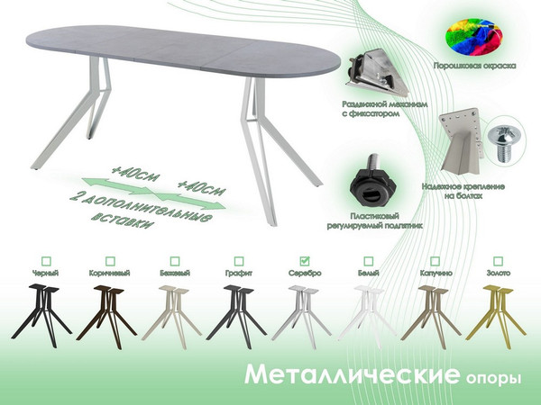 Изображение товара Обеденный стол AMC Elite / Е21(1100) D3 (серебро/бетон чикаго светло-серый)