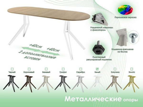 Изображение товара Обеденный стол AMC Elite / Е21(1100) D3 (белый/дуб небраска натур)