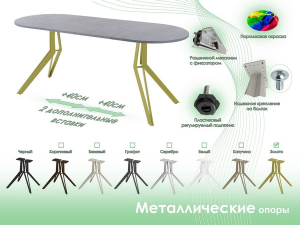 Изображение товара Обеденный стол AMC Elite / Е21(1100) D3 (золото/бетон чикаго светло-серый)