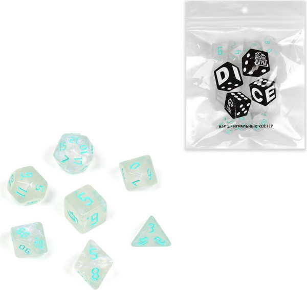 Изображение товара Набор кубиков для настольной игры Время игры Дайсы для ДнД / 9889059 (7шт, голубой)