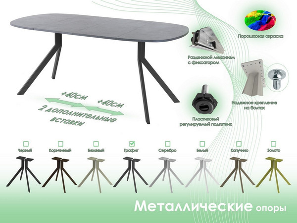 Изображение товара Обеденный стол AMC Elite / Е18(800) D7 ( графит/бетон чикаго светло-серый)