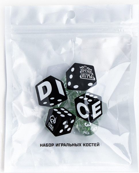 Изображение товара Набор кубиков для настольной игры Время игры Дайсы для ДнД / 9889090 (7шт, зеленый)