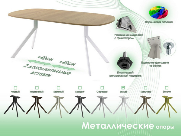 Изображение товара Обеденный стол AMC Elite / Е18(800) D7 (белый/дуб небраска натур)
