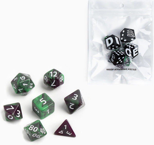 Изображение товара Набор кубиков для настольной игры Время игры Дайсы для ДнД / 9889095 (7шт)