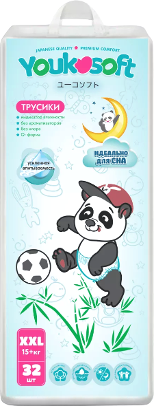 Изображение товара Подгузники-трусики детские Youkosoft Универсальные премиум 15+ XXL (32шт)