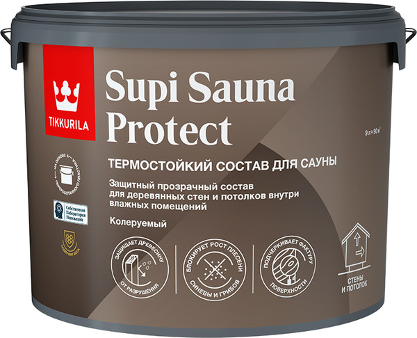 Изображение товара Пропитка для дерева Tikkurila Supi Sauna Protect EP (9л)