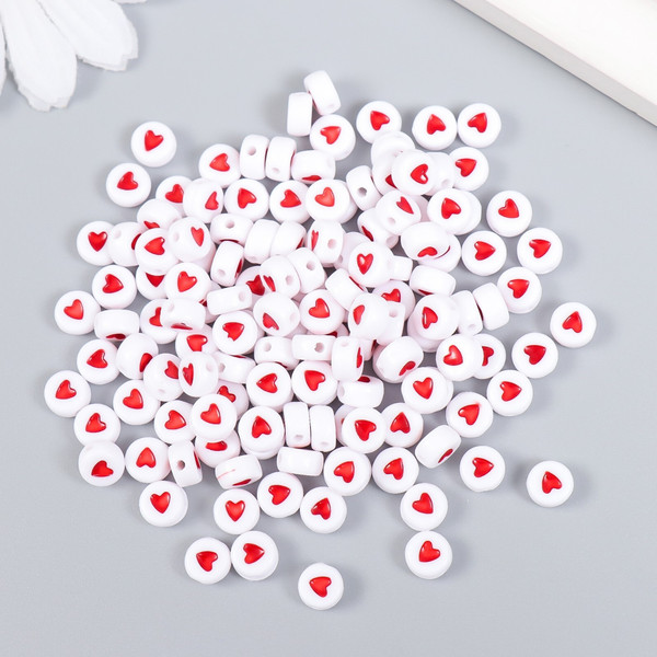 Изображение товара Набор бусин декоративных Арт Узор Красное сердечко в круге / 2504822