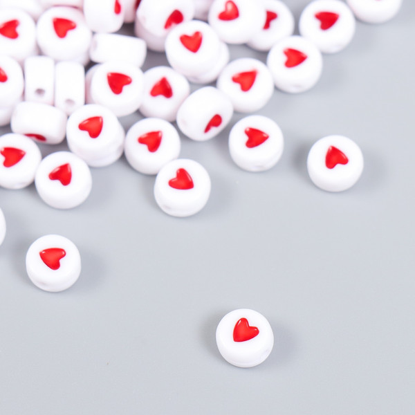 Изображение товара Набор бусин декоративных Арт Узор Красное сердечко в круге / 2504822