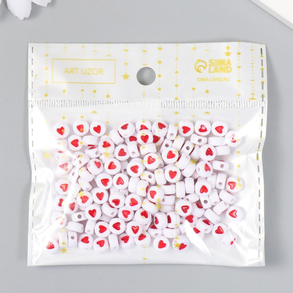 Изображение товара Набор бусин декоративных Арт Узор Красное сердечко в круге / 2504822