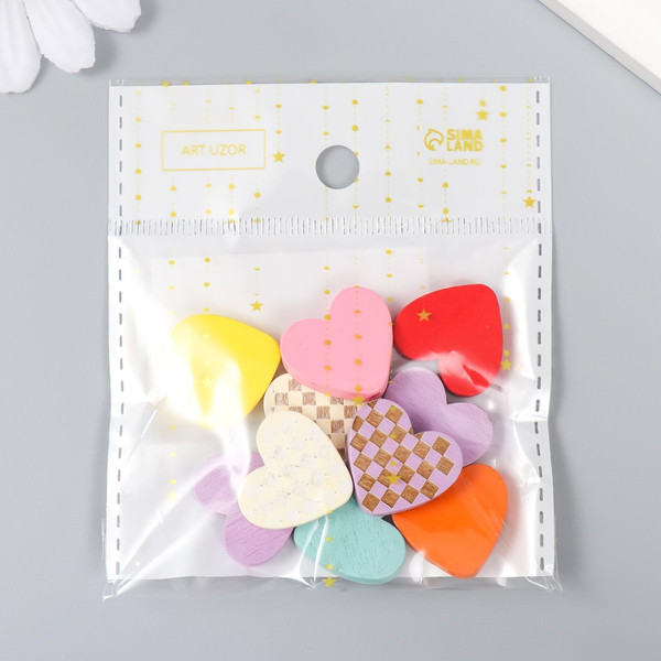 Изображение товара Набор бусин декоративных Арт Узор Сердце в клеточку / 9417779 (10шт)