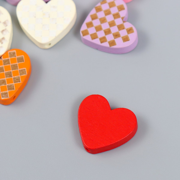 Изображение товара Набор бусин декоративных Арт Узор Сердце в клеточку / 9417779 (10шт)