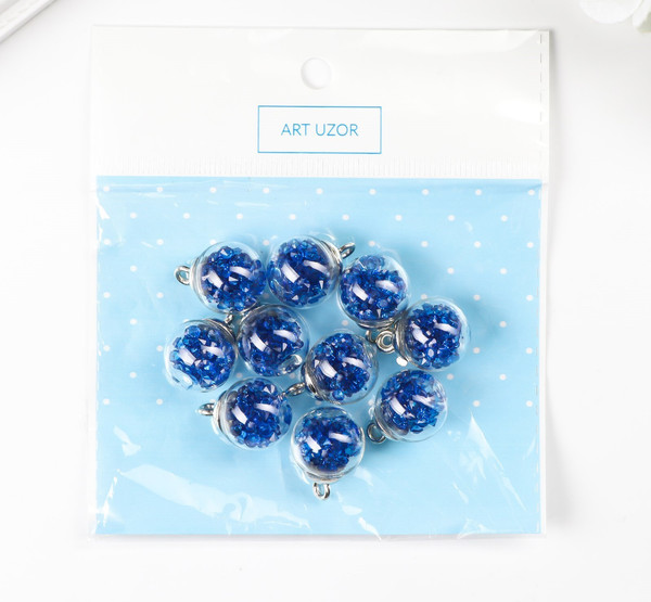 Изображение товара Набор подвесок декоративных Арт Узор Шар-камешки / 3924290 (10шт, синий)