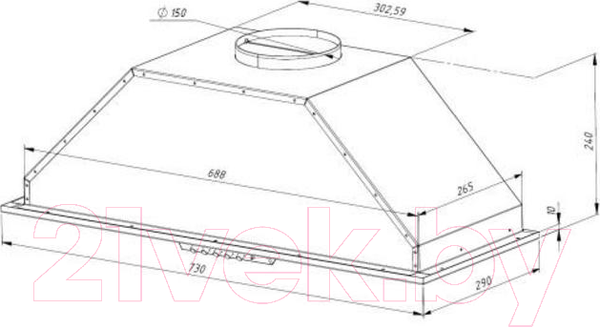 Изображение товара Вытяжка скрытая Akpo WK-10 Neva 80 1250 куб.м (нержавеющая сталь)