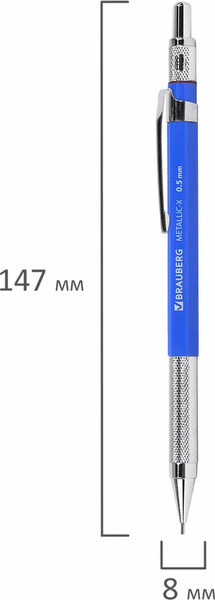 Изображение товара Механический карандаш Brauberg Metallic-X 05 / 181965 (с набором грифелей HB, 24шт)