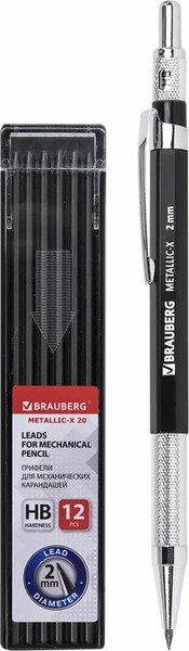 Изображение товара Механический карандаш Brauberg Metallic-X 20. С набором грифелей HB (12шт)  / 181967