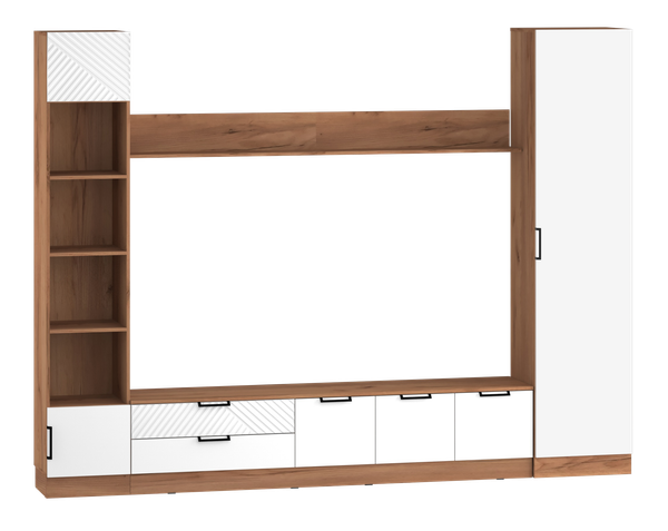 Изображение товара Стенка Премиум Оливия под ТВ (дуб крафт золотой/белый софт)