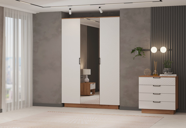 Изображение товара Шкаф Премиум Оливия 1.5м (дуб крафт золотой/белый софт)