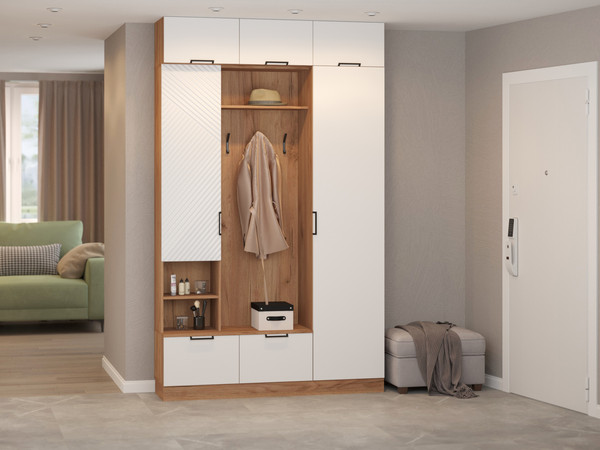 Изображение товара Секция в прихожую Премиум Оливия прихожая (дуб крафт золотой/белый софт)