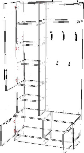 Изображение товара Секция в прихожую Премиум Оливия прихожая (дуб крафт золотой/белый софт)