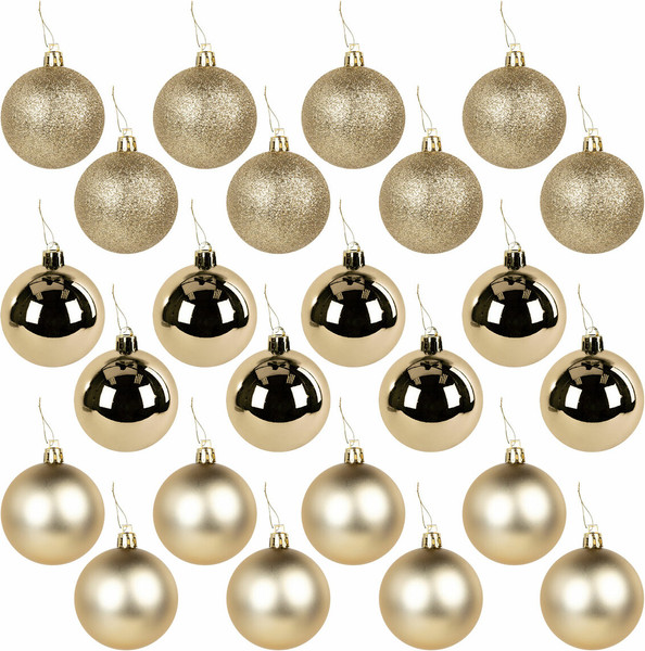 Изображение товара Набор шаров новогодних Золотая сказка 592163 (24шт, золотистый)