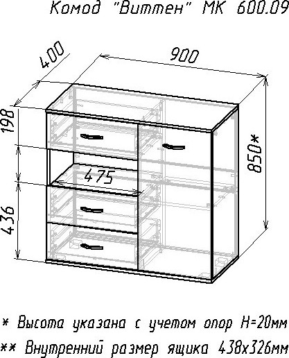 Изображение товара Тумба Мебель-Класс Виттен (белый/дуб сонома)