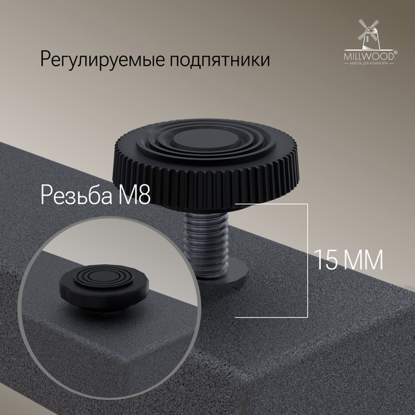 Изображение товара Компьютерный стол Millwood Турин угловой 150х180 (бетон/графит)