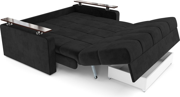 Изображение товара Диван Mebel-Ars Аккордеон Бакли НПБ 140x200 (велюр черный HB-178/17)