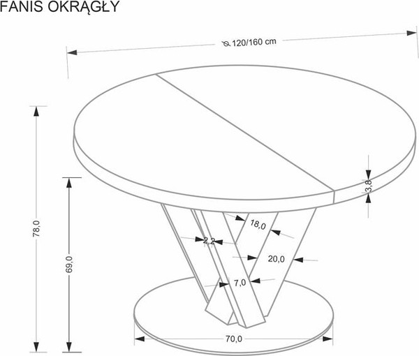 Изображение товара Обеденный стол Halmar Fanis Okragly (натуральный/черный)