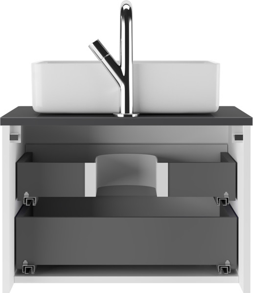 Изображение товара Тумба под умывальник Домино Joy 46 подвесная с двумя ящиками В2 / DS4304T (графит)