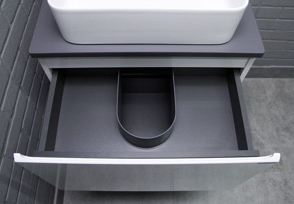 Изображение товара Тумба под умывальник Домино Joy 46 подвесная с двумя ящиками В2 / DS4304T (графит)