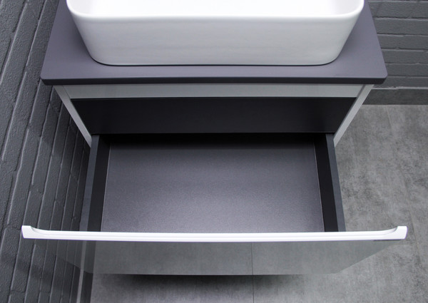 Изображение товара Тумба под умывальник Домино Joy 46 подвесная с двумя ящиками В2 / DS4304T (графит)