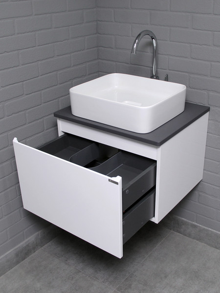 Изображение товара Тумба под умывальник Домино Joy 46 подвесная с двумя ящиками В2 / DS4304T (графит)