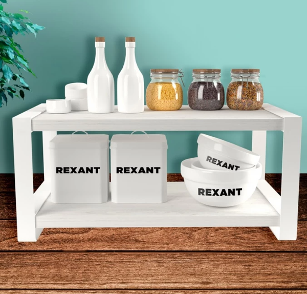 Изображение товара Подставка настольная для кухни Rexant Двухъярусная / 38-0676 (дуб харбор/белый)