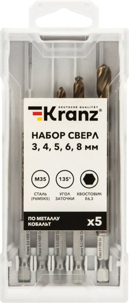 Изображение товара Набор сверл Kranz KR-91-0634 (5шт)